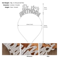 Macro detail of rhinestone setting on the it's my BIRTHDAY silver alloy headband - It's My Birthday / Silver