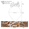 Silver Bride to Be headband with rhinestones and diamond ring detail measurements - Bride To Be / Silver