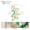 Fairy style gold leaf and green butterfly ear cuff with size measurements and details - ERS-J4263GGREEN
