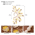Detail view of handmade bridal ear cuff with resin flowers and dimension specifications - Gold ERS-J4267G