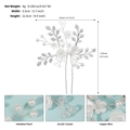 Dettaglio forcina sposa fatta a mano con fiori di ceramica bianchi e strass lucidi - Argento (HS-J7120S)