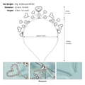 Cerchietto con cuore di strass argento con dettagli: diametro 12,5 cm e peso di 27g - Argento (TS-J3326S)