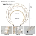 Detailed view of handmade double-layer bridal headband with imitation pearls and copper wire - Gold (TS-J3320G)