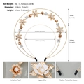 Vista dettagliata della fascia floreale fatta a mano con perle e foglie metalliche - Oro (TS-J3321G)