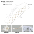 Détail du bandeau de mariée avec perles, fleurs, fil de cuivre et dimensions - Or HS-J7050G