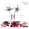 Detailed view of handmade red and black bridal hair sticks and earrings set with dimensions - Red and Black (HS-J6464)