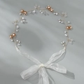Bandeau de mariée élégant avec perles artisanales, cristaux et détails floraux dorés - Style Couronne Vintage Dorée (HS-J7126G)