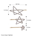Détails de trois pinces à cheveux étoiles dorées avec strass en différentes tailles - Forme Pentagramme Triple / Style Doré (HS-J6268)