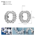 Specifiche dimensionali e vista ravvicinata delle clip per scarpe con strass e dimensioni - Stile Radiante Ovale (SC-J085S) / Argento (SC-J085S)