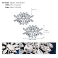 Detail view of snowflake rhinestone shoe clips with metal back attachment and dimensions - Snowflake Clip Style (SC-J078)