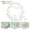 Dettaglio dell'intreccio in filo dorato con perle e cristalli sulla fascia da sposa - Stile Intrecciato a Mano Oro (HS-J7179G)