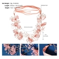 Pink fabric flower bridal headband with pearls and gold wire for wedding hair styling - Pink Floral Style (HS-J6710)