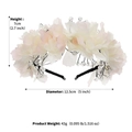 Vista dettagliata della fascia con fiori in tessuto e perle con dimensioni del prodotto - Grappolo di Fiori Sfumato Rosa e Bianco (TS-J3342)