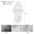 Detailed view of layered bridal gauze veil with acrylic hair comb and size dimensions - Multi-Layer Fluffy Hair Comb Style (HS-J7176WHITE)