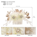 Dettagli del pettine per capelli sposa con fiori, dimensioni 13x7cm e cristalli - Oro (HS-J7187G)