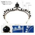 Specifiche dettagliate sulle dimensioni di una tiara d'oro retrò con perline nere - Nero TS-J3120BLK / Nero