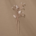 Elegant rose gold bridal hair pin with metal leaves and crystal beads for wedding styling - Rose Gold Rhinestone Style (HS-J5906RG)