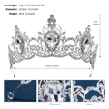 Baroque bridal crown with silver crystals showing height 6cm and diameter 13.5cm - TS-J3364S