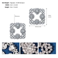 Dettaglio delle clip per scarpe quadrate con strass argentati e specifiche tecniche - Argento (SC-J082)