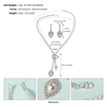 Vue détaillée du collier de mariée en argent avec franges en strass et pendentif goutte - Argent Style B (NS-J6523S)