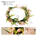 Ghirlanda di fiori rosa con foglie verdi e nastro per accessori da sposa - Rosa