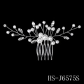 Elegant silver bridal hair comb with pearls and marquise crystals in a branch design - Silver Forked Branch Pearl Style(HS-J6575S)