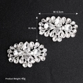 Pair of silver crystal shoe clips with pear and round rhinestones measuring 6.5x4cm - Symmetrical Radiant Style (SC-J054)