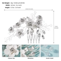Detail of bridal hair comb with polymer clay flowers, rhinestones, and acrylic crystals - Exquisite Floral Style (HS-J7245S)
