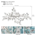Dettaglio del fermaglio sposa in argento con perle e cristalli, misura 17cm x 11,5cm - Stile Floreale con Perle Fatto a Mano (HS-J7246S)