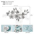 Macro detail of handmade bridal hair comb with polymer clay flowers and rhinestones - White Floral Style (HS-J7244S)