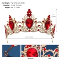Couronne de mariée baroque dorée avec strass rouges et mesure de 13,5 cm de diamètre - TS-J3364GRED / Rouge