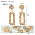 Detailed size and weight specs for golden alloy rectangle drop earrings with texture - Gold (ERS-J4296G)