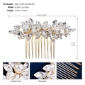 Dettaglio del pettine per capelli da sposa fatto a mano con perle e strass scintillanti - Oro (HS-J7277G)