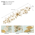 Vista dettagliata del pettine da sposa fatto a mano in oro con foglie di strass e misure - Oro (HS-J7276G)