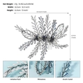 Dettagli macro del pettine da sposa fatto a mano con perle, cristalli e strass - Stile Floreale Blu (HS-J7272)