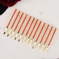 Set of 12 gold plated bobby pins with elegant red rhinestones for hair styling - Red Gold Row Rhinestone Style (HS-J6423GRED)