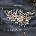 Pettine per capelli sposa fatto a mano con filo dorato, petali bianchi e perle, 18x9cm - Oro (HS-J7253G)