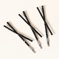 Three-piece set of black rhinestone-encrusted X-shaped metal hair clips for women - Black Crossed Three-Piece Style (HS-J6447BLK)