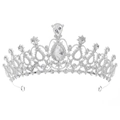 Eleganter silberner Braut-Diadem aus Legierung mit Strasssteinen und birnenförmigem Stein - Silber