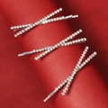 Three-piece silver hair clip set with white rhinestones on a red textured base - Silver White Crossed Three-Piece Style (HS-J6447S)