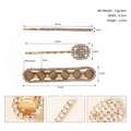 Three-piece golden hair clip set with white rhinestones and opal stones for women - Set (HS-J6466G) / HS-J6466G Style