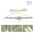 Luxury ivory bridal belt with symmetric leaf pattern rhinestones measuring 37.5cm width - Silver (WS-J202S)