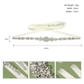 Exquisite bridal wedding dress sash belt with silver rhinestones on white satin ribbon - Hand-sewn Rhinestone Flower Style / Silver (WS-J201S)