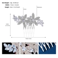 Dettaglio pettine sposa con foglie di zircone e fiori di strass in finitura argento - Design Floreale Pavé (HS-J6875S)
