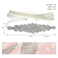 Luxurious bridal wedding dress sash with large floral rhinestone appliqué and white satin ribbon - Satin White