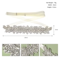 Macro view of bridal belt with silver rhinestones, sequins and detailed dimensions - WS-J211S / Silver