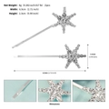 Détail de 2 barrettes à cheveux flocon de neige argentées avec dimensions et poids - Argent