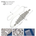 Detail view of 31cm sparkling rhinestone wedding belt with precise weight and size markings - Organza White