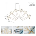 Detalle de 6 horquillas de novia en forma de U con brillantes diamantes y perlas blancas - Dorado (HS-J6485)