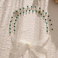 Serre-tête de mariée élégant en fil doré avec cristaux verts et strass brillants - Style Forêt Perle Verte Dorée (HS-J6602)